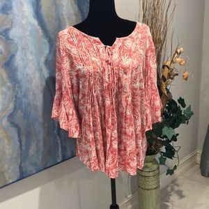 Style and Company Coral Paisley Top